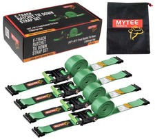 4 Pack 2 X 16 Green E-track Ratchet Tie Down Straps 1500 Lbs Wll 4500 Lbs