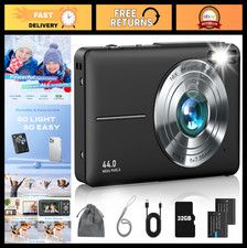 FHD 1080P Digital Camera, 16X Zoom, Anti-Shake, Compact Video Camera, 32GB Card,