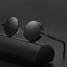 Retro Punk Sunglasses Round Reflective Glasses Steampunk Sunglasses forMen Women