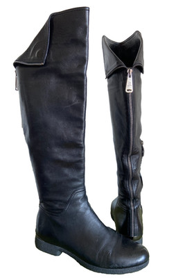 LORIBLU Over-the-Knee Back Zip Folder Riding Boots IT 39 - Black Soft Leather