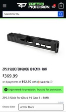Zaffiri Precision glock 19 gen 3 RMR slide black ZPS.3 slide and backplate 