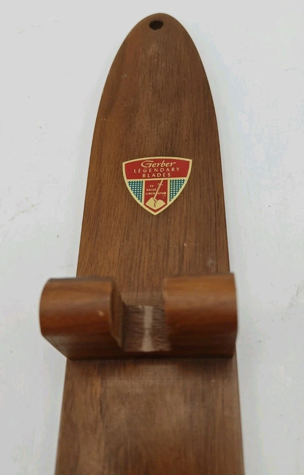 Vintage GERBER GUNGNIR Sharpening Honing Straightening Steel ROD w/ Wall Rack  - Image 2 of 4