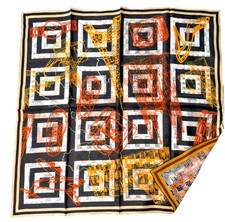 35"x35"Classic Print Pure Mulberry Twill Silk16momme Double-sided Scarf 88x88cm