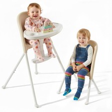 Foldable Portable High Chair for Babies with Removable Double Tray Space Saving
