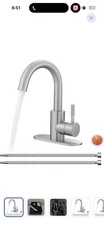 KENES Brushed Stainless Steel Bathroom Sink Faucet Single Handle w/ Drain