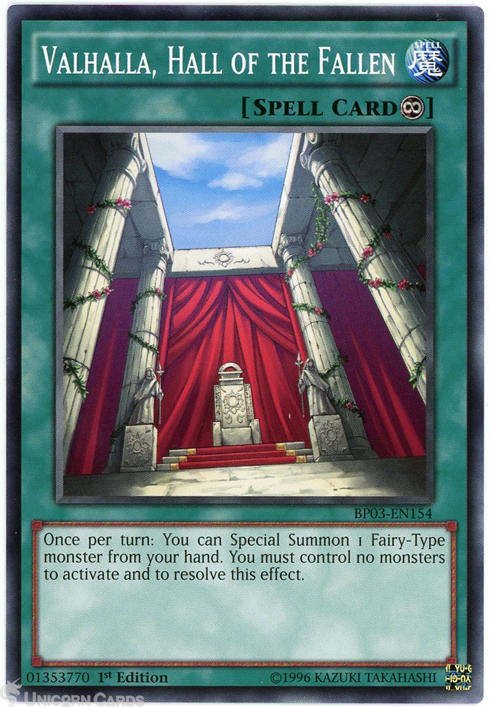 BP03-EN154 Valhalla, Hall of the Fallen : Shatterfoil Rare 1st Edition Mint YuGi