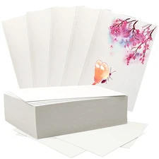 Fyess 120Pcs 100 Rag Cotton White Watercolor Paper 140lb Heavyweight Paper Wa...