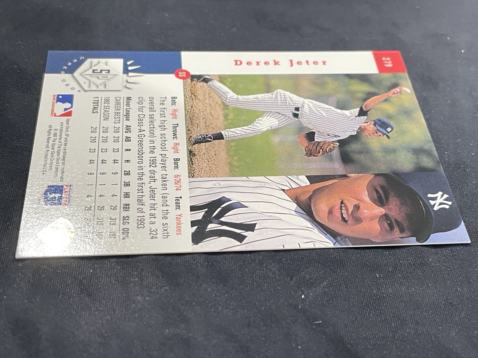 Derek JETER 1993 Upper Deck SP Rookie Card #279 PSA Graded RECOLORED - ALTERED view 8