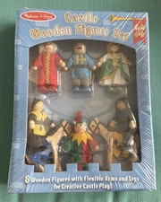 Melissa & Doug 8 Wooden Poseable  Castle Wooden Figure Set New