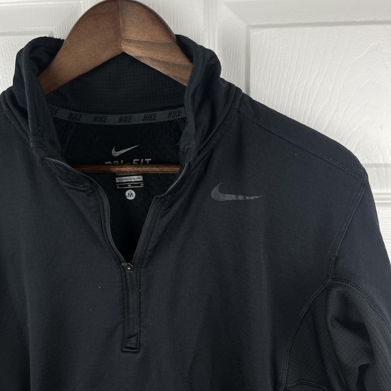 Nike Mens Pullover Medium Dri-FIT Black Quarter Zip Running Training Athletic