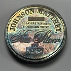VINTAGE JOHNSON MATTHEY 5 OZ SILVER ROUND FOCUS MEDALIST RAINBOW TONING