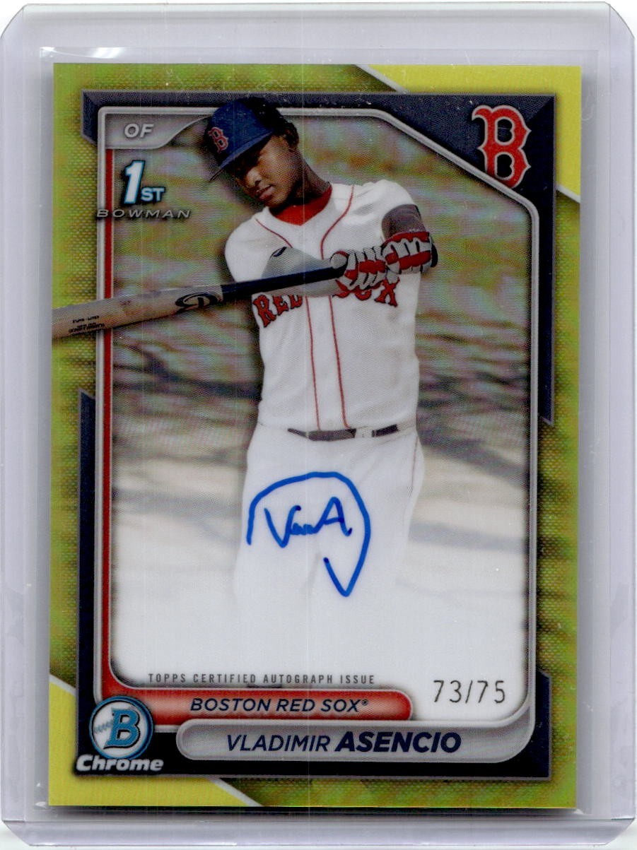 2024 Bowman Chrome Vladimir Asencio Auto Yellow Refractor 1st /75 SP Red Sox RC