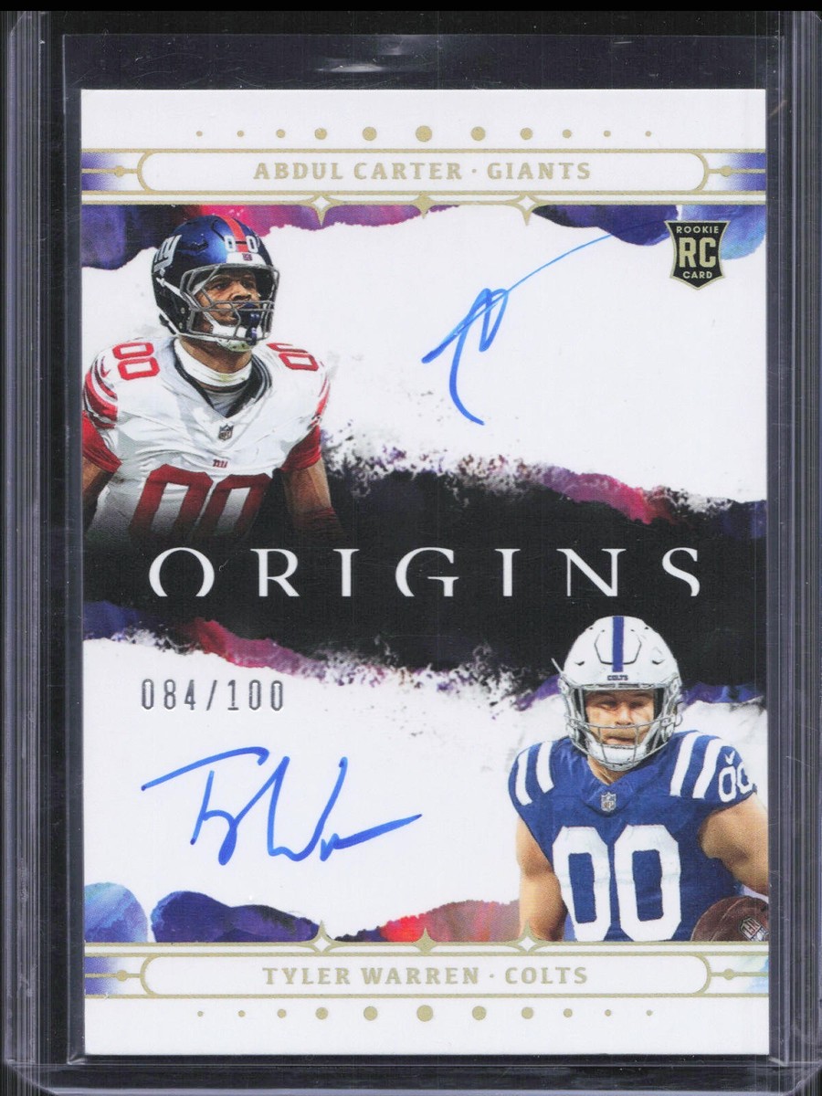 2025 Panini Origins Abdul Carter Tyler Warren Dual Rookie Auto