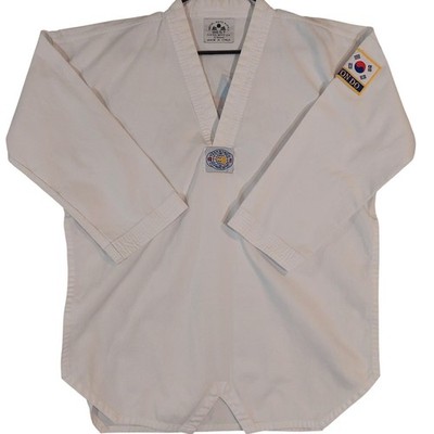 Sang Moo Sa Martial Arts Uniform Top Men Size 5 White Taekwondo V-Neck Dobok