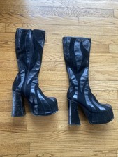 Vintage 1990s El Dante Monster Platform Club Kid Leather Boots 38 7.5