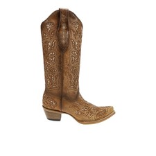 Corral Boots Glitter Inlay And Embroidered Snip Toe Pull On Cowboy Womens Size