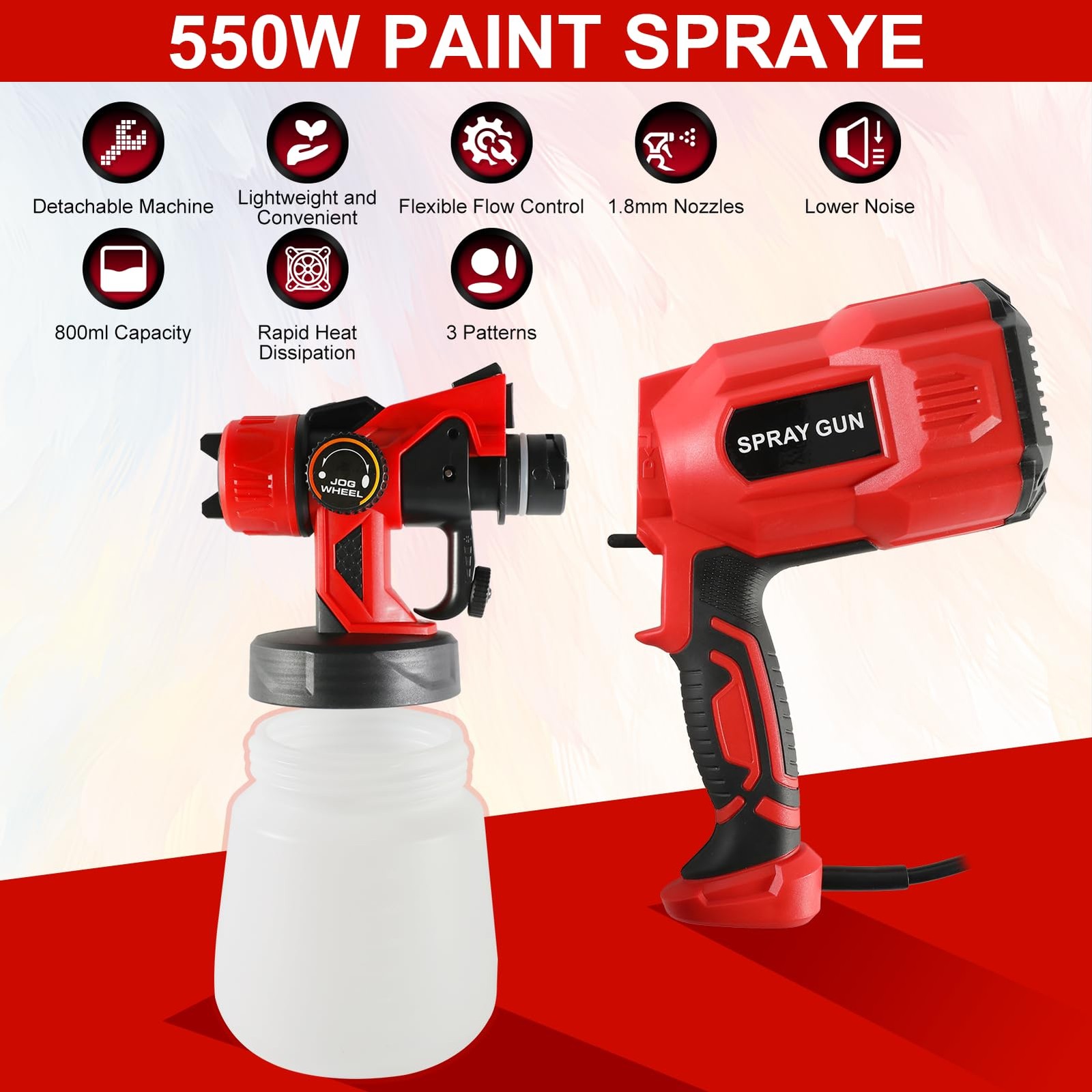 Paint Sprayer High-Efficiency Spray Gun for House Painting 800ML Lightweight ...