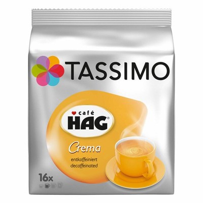 TASSIMO Café HAG Crema Entkoffeiniert, KAPSEL Koffeinfrei Kaffee 80 T-DISCS