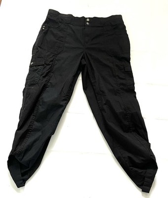 Style & Co. Women s 12 Black Cargo Capris Buttons Roll Up Mid Rise Stretch
