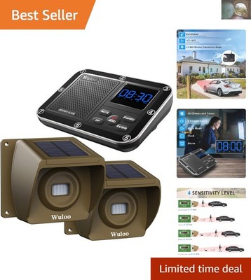Custom Chime Solar Driveway Motion Alarm with Long Range & Rechargeable Battery