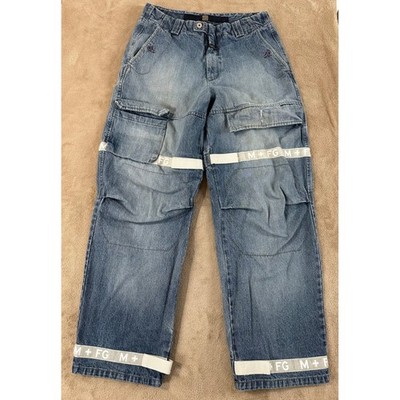 Vintage Marithe Francois Girbaud Shuttle Strap Cargo Baggy Jeans Mens 34x33 Blue