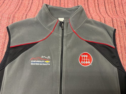 MENS LIGHTLY WORN LEVEL WEAR DETROIT GRAND PRIX GRAY RACING VEST SIZE 2XL