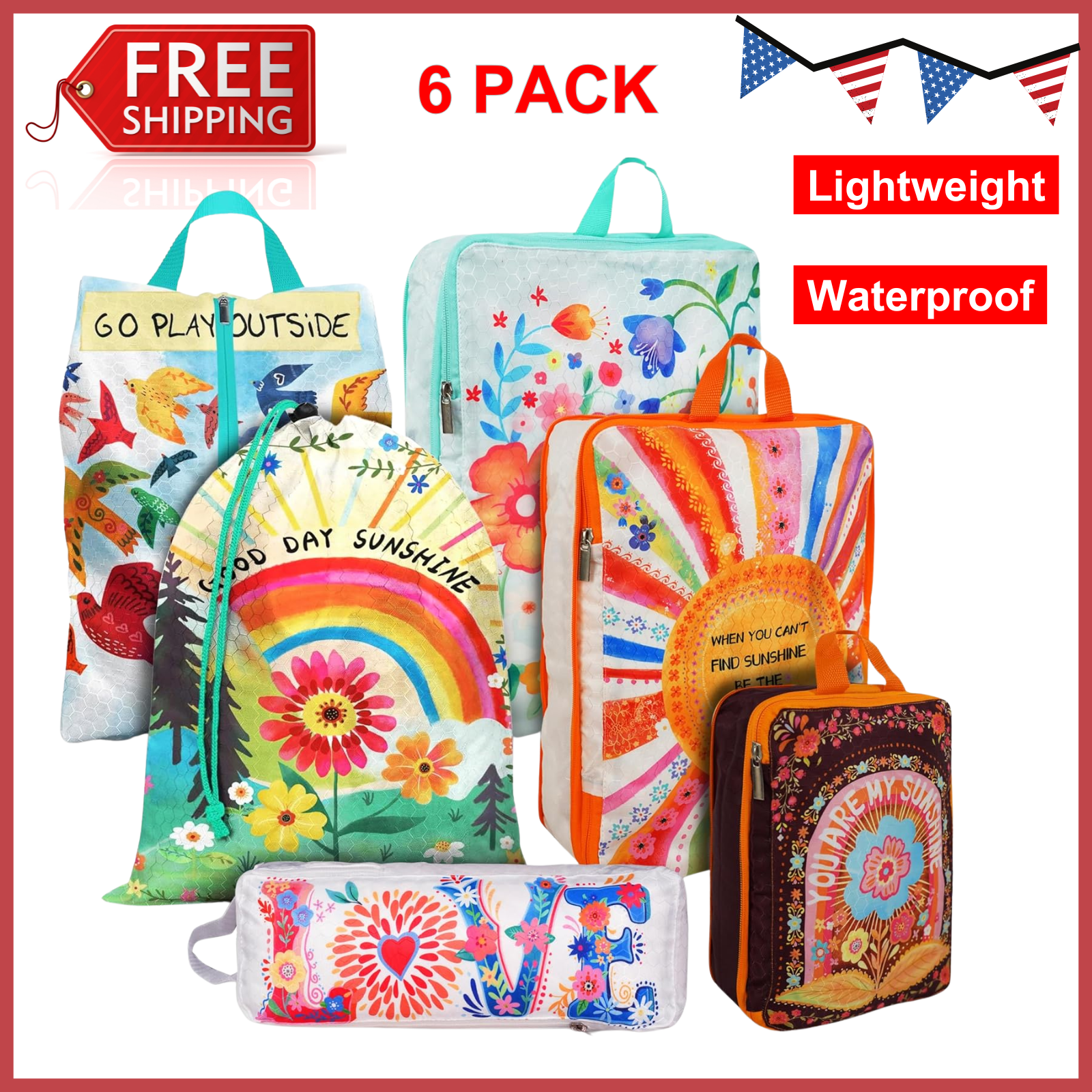Compression Packing Cubes for Travel, 6 Set Natural Life Luggage Organizers Bags-image