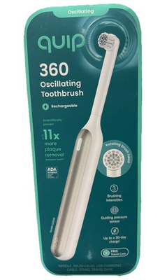 #ad #ad Quip 360 Oscillating Toothbrush Rechargeable w Traveling Case White Silver $21.90
