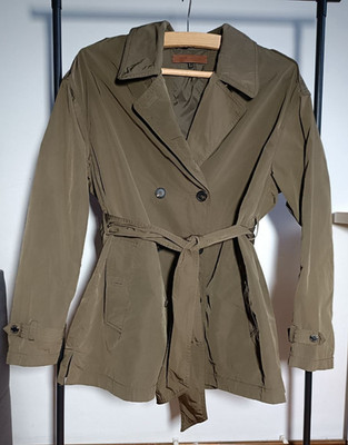 Massimo Dutti Trench Coat Women Khaki Belted Luxury Edition M L