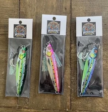 (3)Slow Pitch Jigs Fish Glow Lures 80g ,FISH Sinking Metal  Micro Jigging Bait