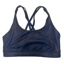 Blue Criss Cross Back Sports Bra Athletic Workout Gym Activewear Size Medium