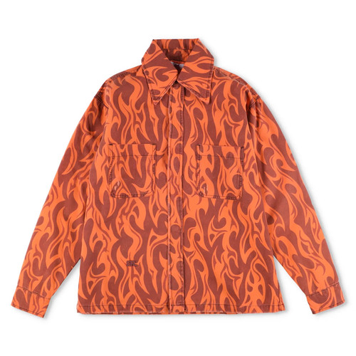 ERL Unisex Canvas Jacket Woven Orange Button Graphic Print Long Sleeve XS RRP450
