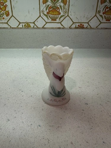 Fenton Glass Easter Rabbit with Basket, Hand Painted and Artist Signed