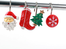 Santa Claus Shower Curtain Hooks Xmas Boots Shower Rings Xmas Tree Shower Curtai