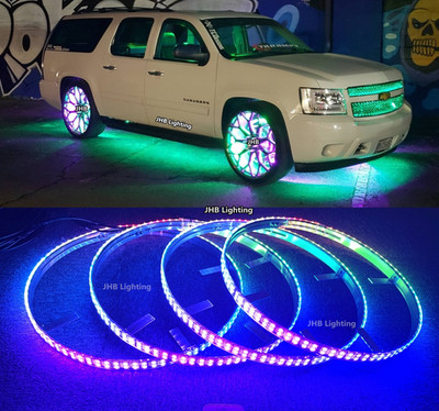 JHB 17.5'' DOUBLE ROW Dream CHASING FLOW LED Trucks Wheel Rings Lights Set of (4)