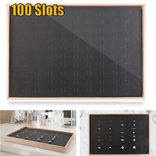 100 Slots Jewelry Ring Display Organizer Tray Holder Earrings Storage Boxes Case