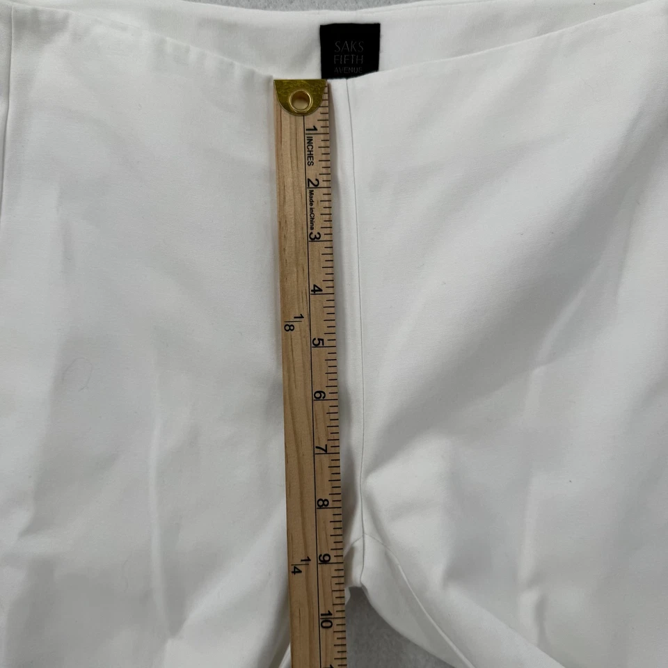 Saks Fifth Avenue Dress Pants Womens 2 White Stretch Cotton Career Slim Chino - Image 3 of 4