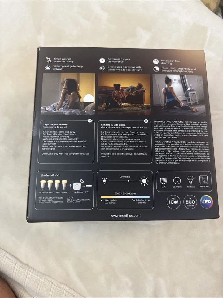 Philips - Hue White Ambiance A19 LED Starter Kit - Adjustable White New Sealed - Image 4 of 4