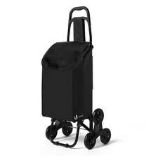 VOUNOT 6 Wheels Shopping Trolley Folding Stair Climbing Grocery Cart 32L Black