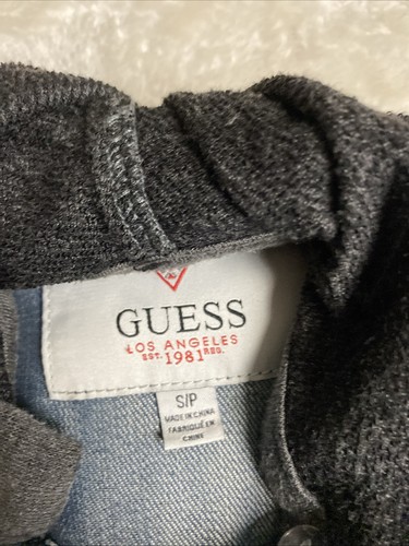 Guess Womens Medium Wash Removable Hood Button Denim Trucker Jacket Small - Picture 3 of 10