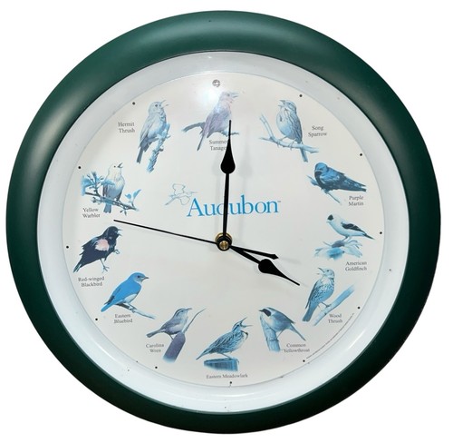 Audubon Society Singing Bird Clock, 13", Green