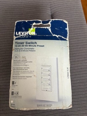 Leviton Decora Plus Countdown Timer Switch (model Ltb60-1lw) 10 20 30 in White