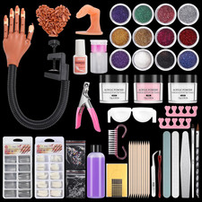 Practice Hand For Acrylic Nails Flexible Fingers Nail Kit Powder Brush Tools