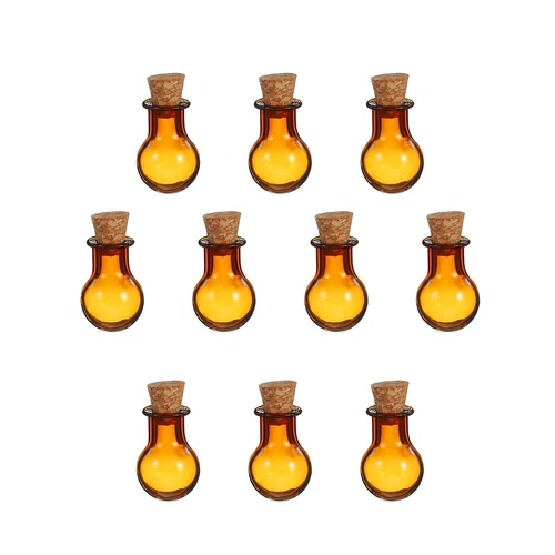 10 Pcs Mini Glass Bottles Pendants  0.01oz 0.5ml Ball Shaped  Champagne