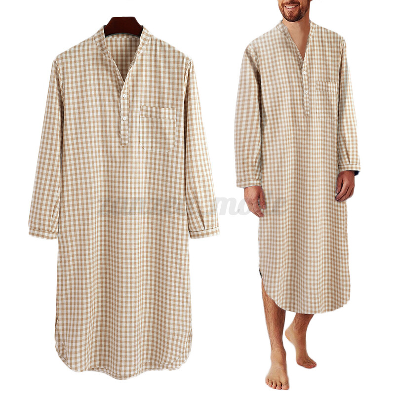 Men Long Sleeve TShirt Pajamas Loose Comfy Sleepwear Nightshirt Maxi