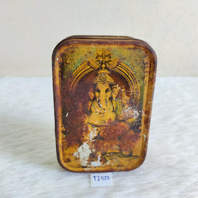 1950er Vintage Lord Ganesh Grafiken Sona Kajal Kohl Alte Werbung Blechdose TI533