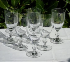 Lalique - Set of 6 crystal wine glasses model Fréjus Haut. 12.8 cm