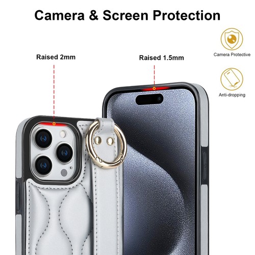 For iPhone 15 14 Plus 13 12 11 Pro Max Luxury Leather Ring Holder Wristband Case - Picture 72 of 120