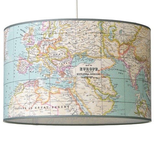 Mundo Mapa 2 Globo Atlas Muebles Tela Algodón Material 140cm Ancho Azul Cielo - Imagen 7 de 10