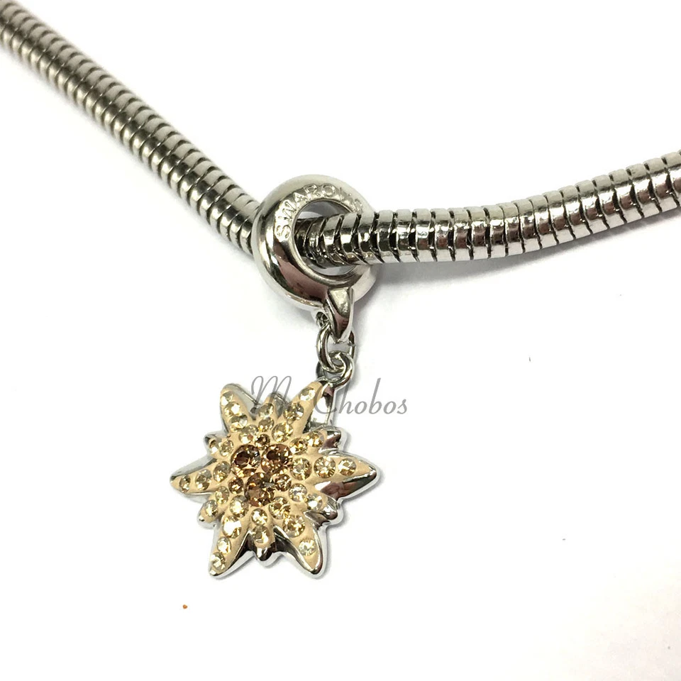 Swarovski Edelweiss Pulsera Dije Cristal Joyería Colgante Collar Acero Inoxidable Foto 2 de 4